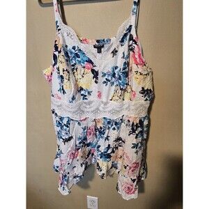 Torrid Women's Babydoll Eyelet With Lace Tank Top White Plus Size 4 #G09579